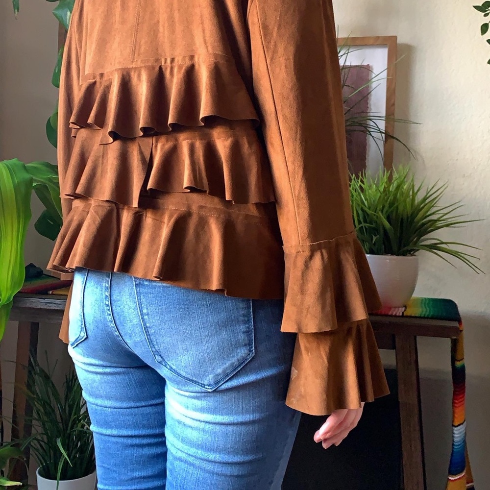 INC International Concepts Brown Ruffled Jacket - Picture 4 of 4